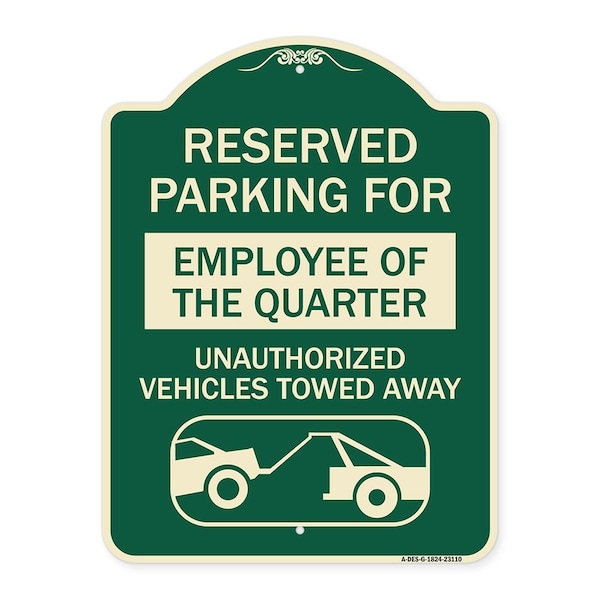 Signmission Reserved Parking for Employee of the Quarter Unauthorized Vehicles Towed Away, A-DES-G-1824-23110 A-DES-G-1824-23110 - main